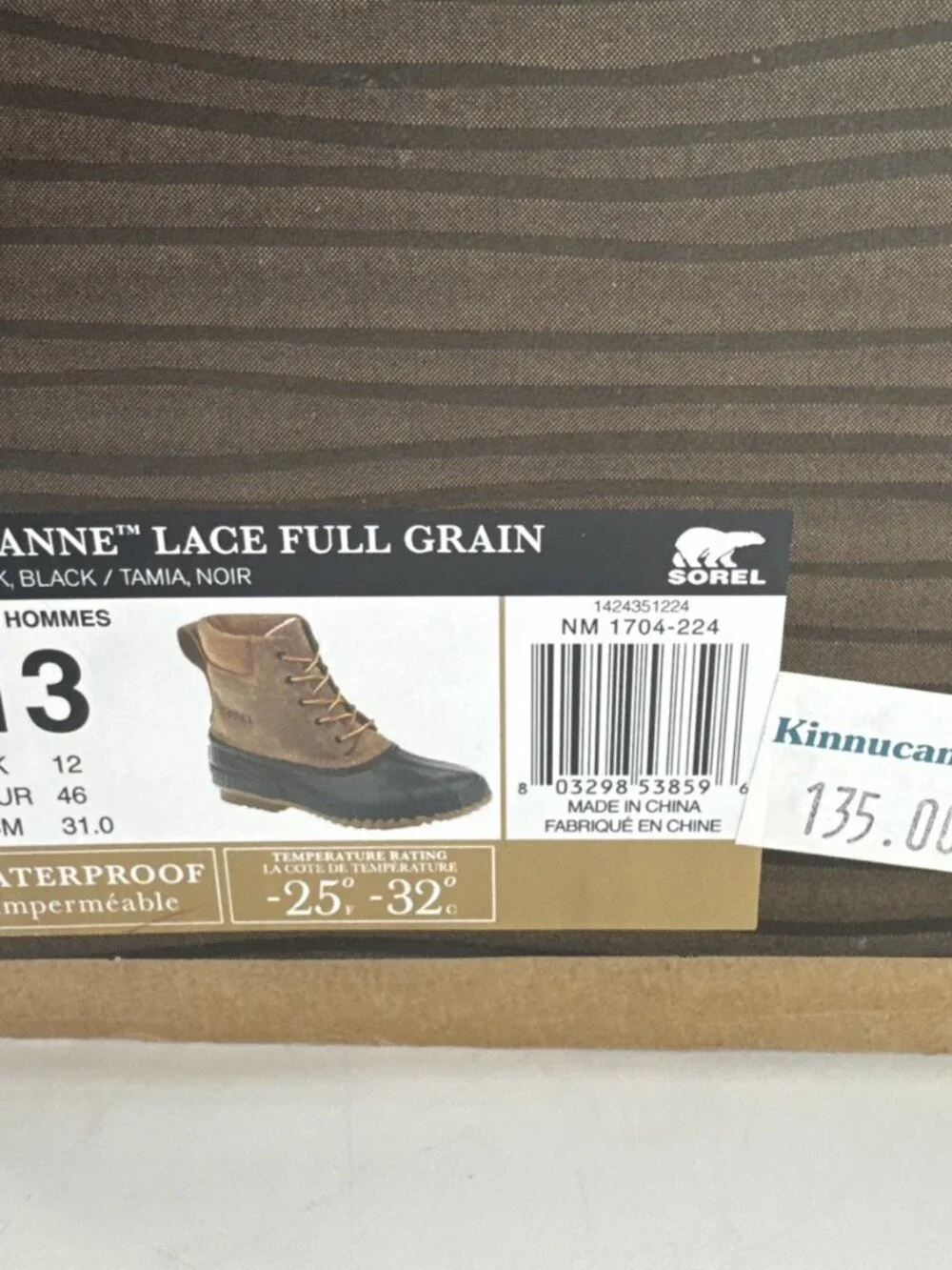 Sorel Waterproof Boots Mens 13 Brown Full Grain Leather Cheyanne Snow Winter Box